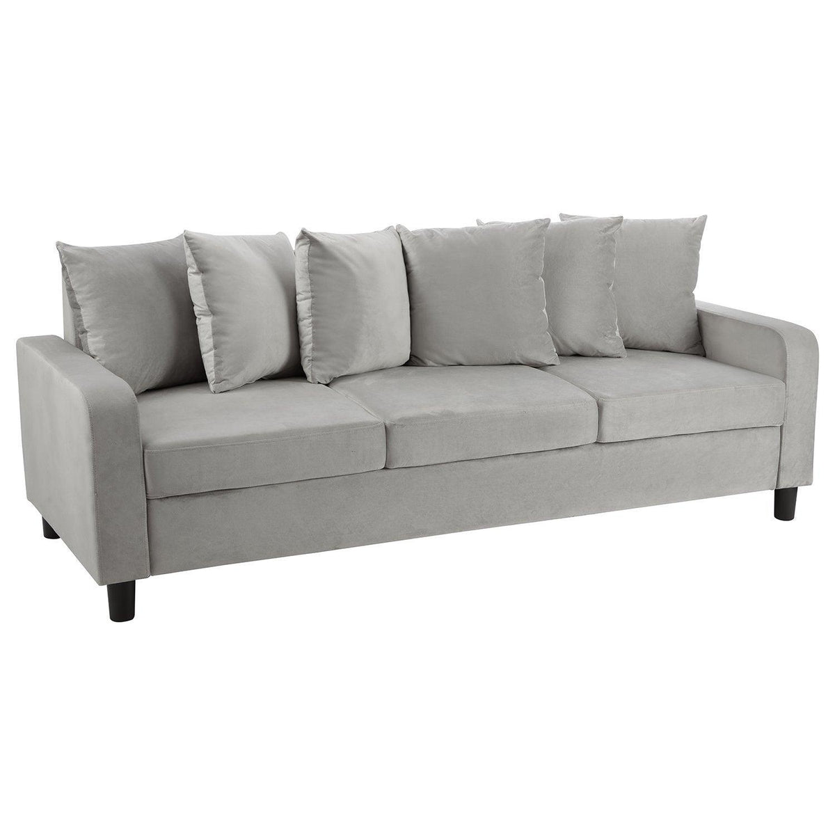 Tracy 3 Seater Sofa - Grey Velvet with Black Legs