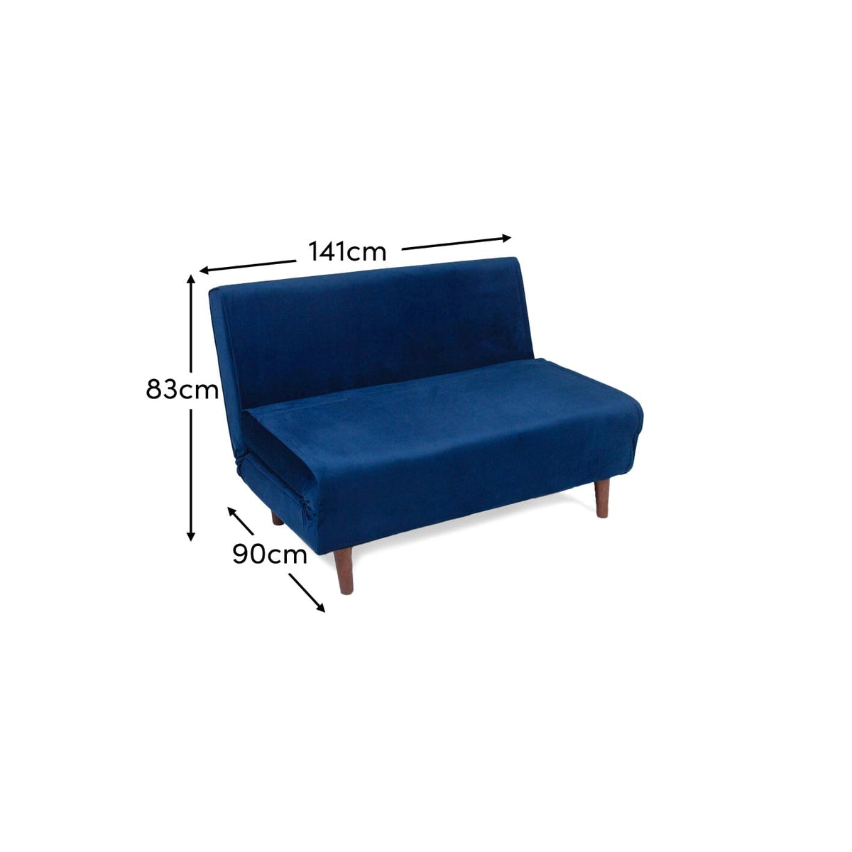 Una 2 Seater Double Sofa Bed - Blue Velvet