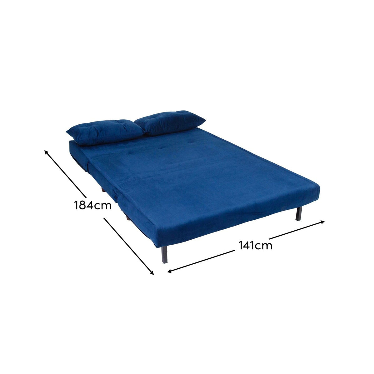 Una 2 Seater Double Sofa Bed - Blue Velvet