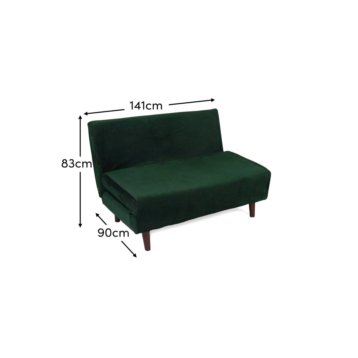 Una 2 Seater Double Sofa Bed - Green Velvet