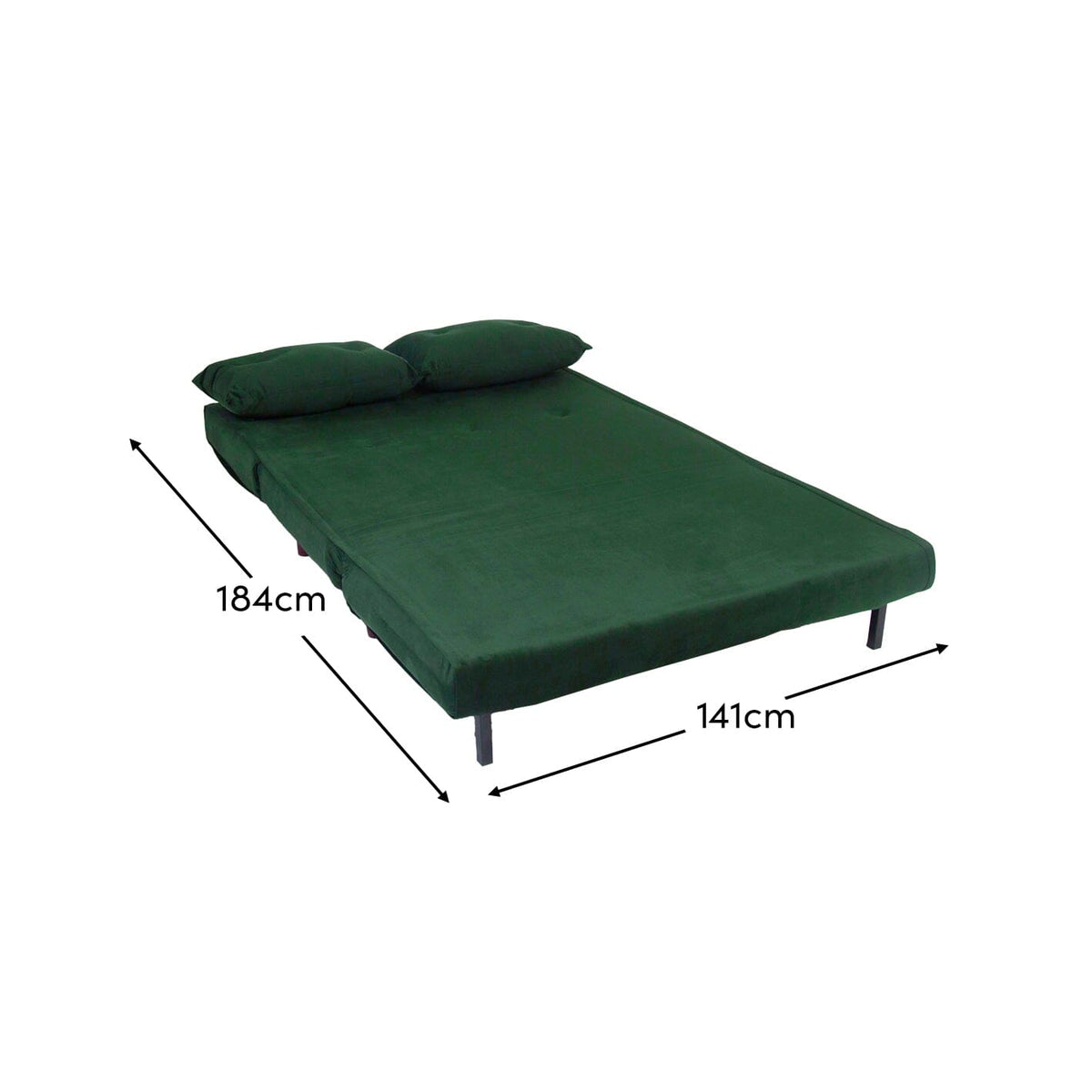 Una 2 Seater Double Sofa Bed - Green Velvet