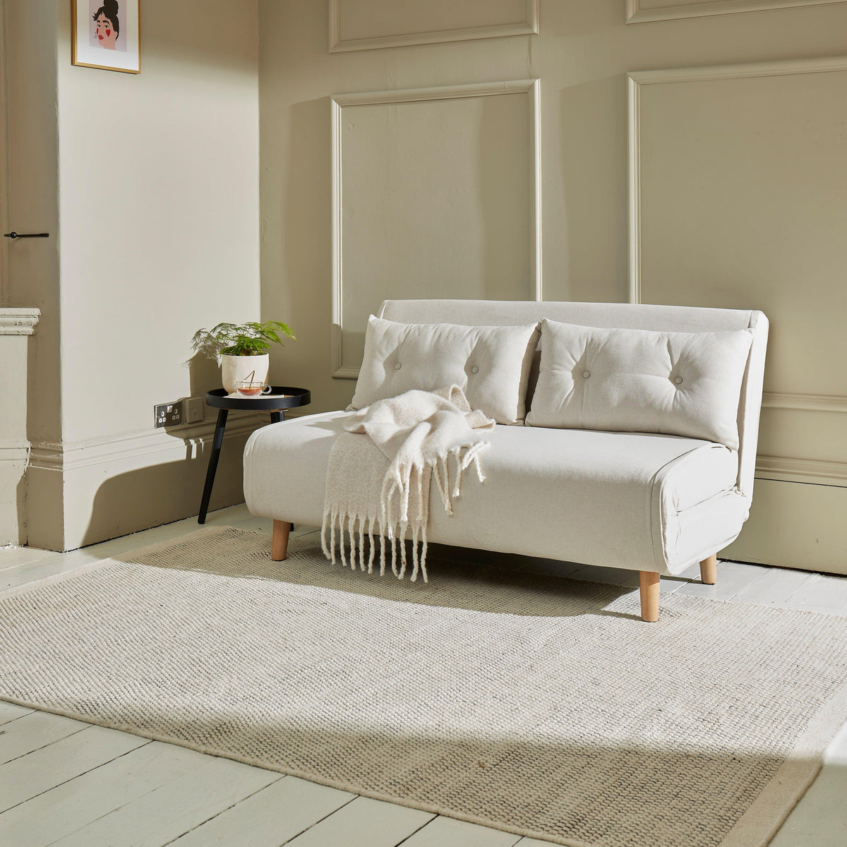 OUTLET - Una 2 Seater Double Sofa Bed - Oatmeal Linen