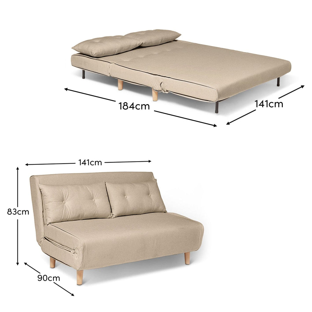 Una 2 Seater Double Sofa Bed - Soft Beige