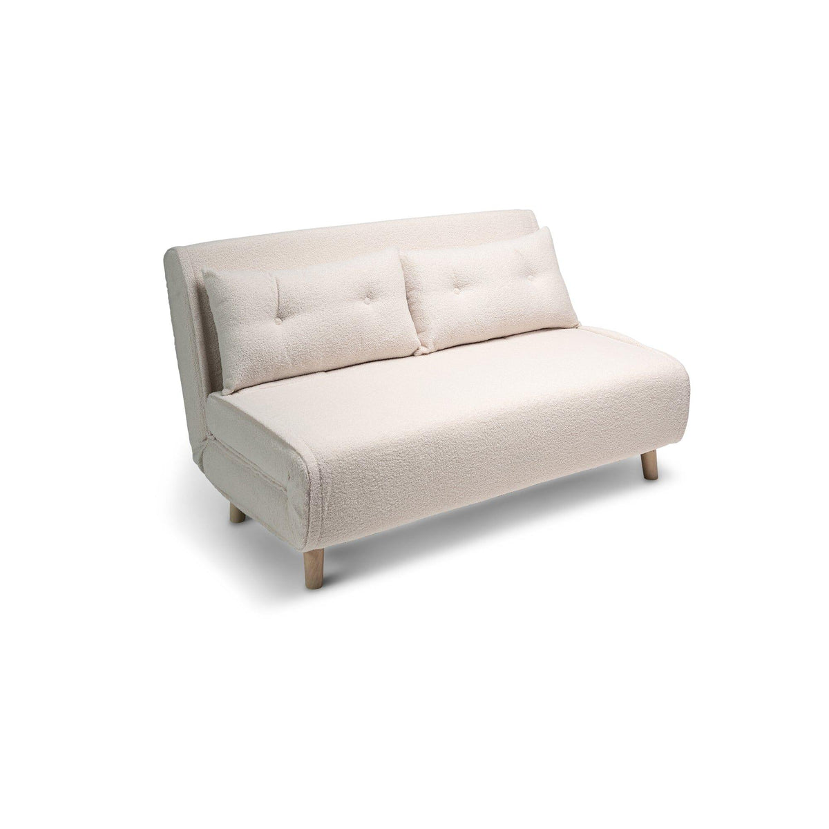 OUTLET - Una 2 Seater Double Sofa Bed - White Teddy