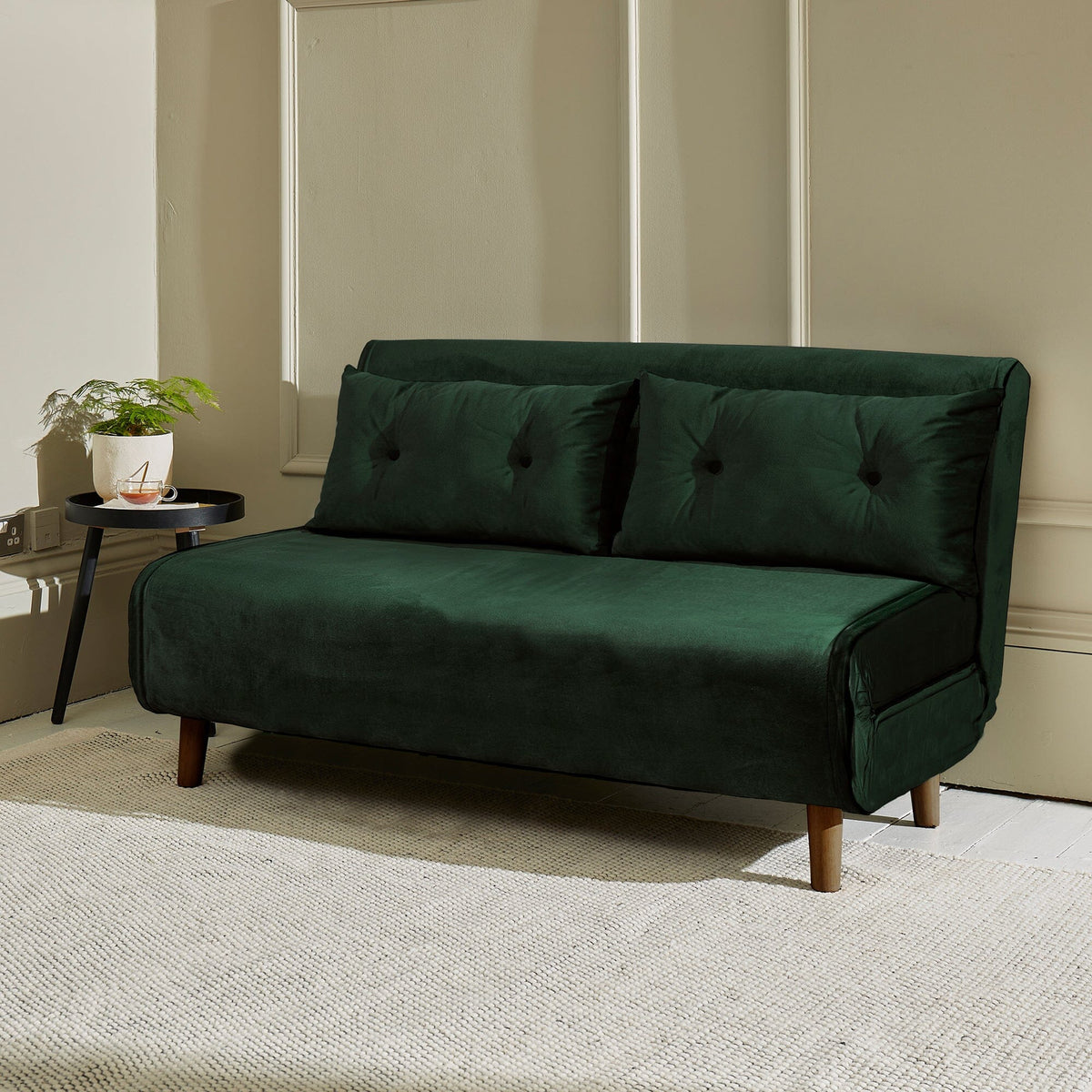 Una 2 Seater Double Sofa Bed - Green Velvet