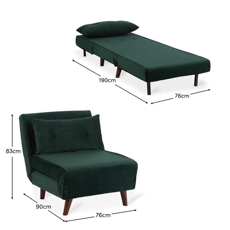 Una Single Sofa Bed - Green Velvet