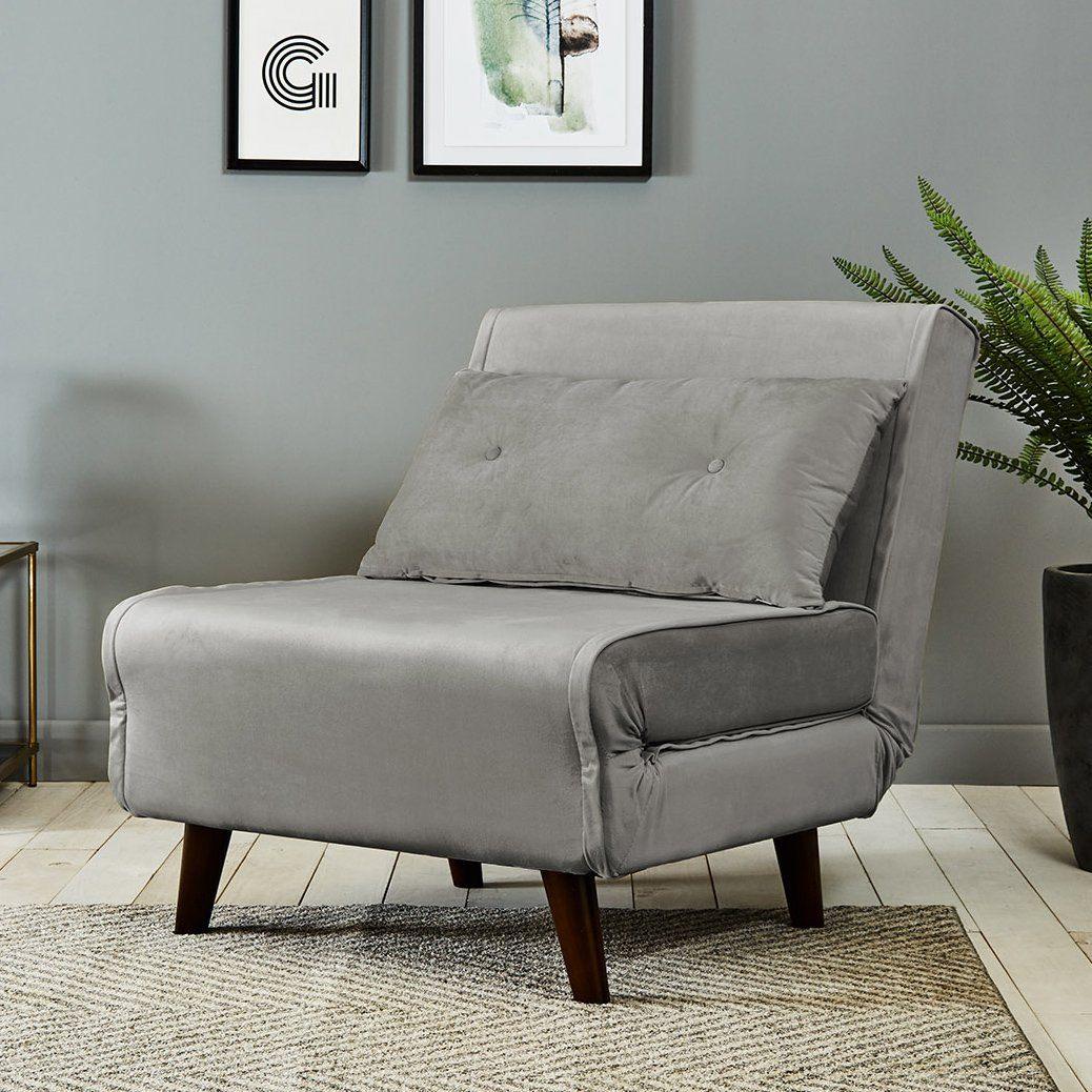 Una Single Sofa Bed - Grey Velvet