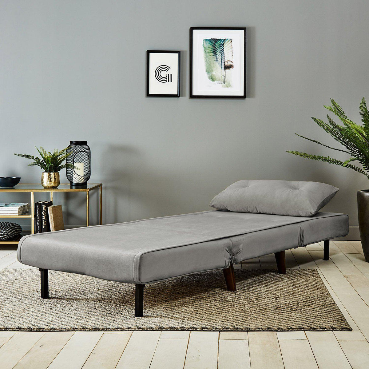 Una Single Sofa Bed - Grey Velvet