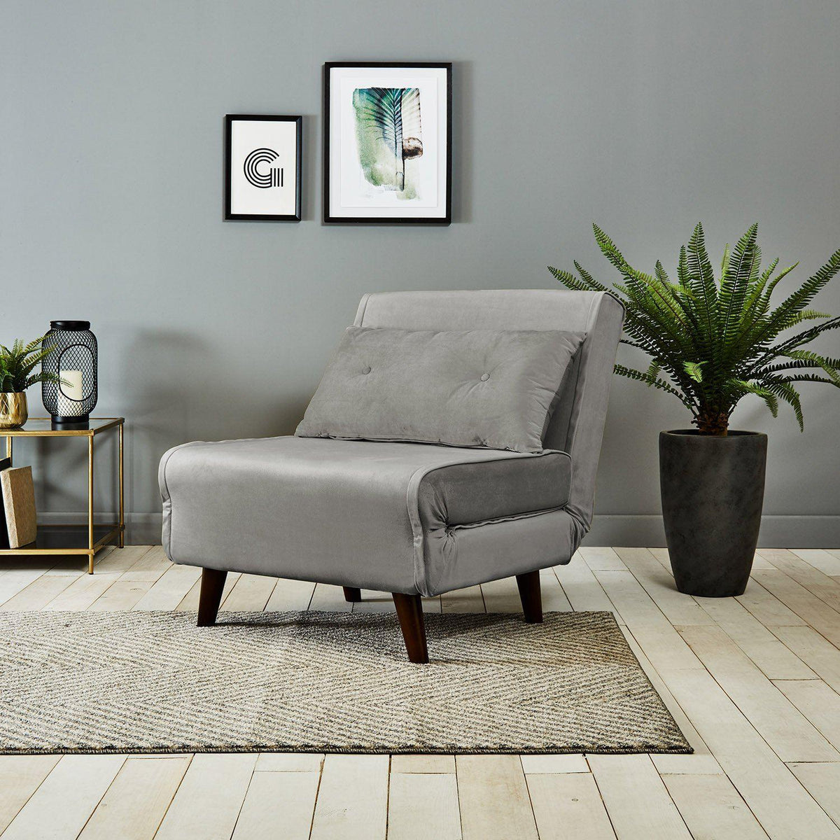 Una Single Sofa Bed - Grey Velvet