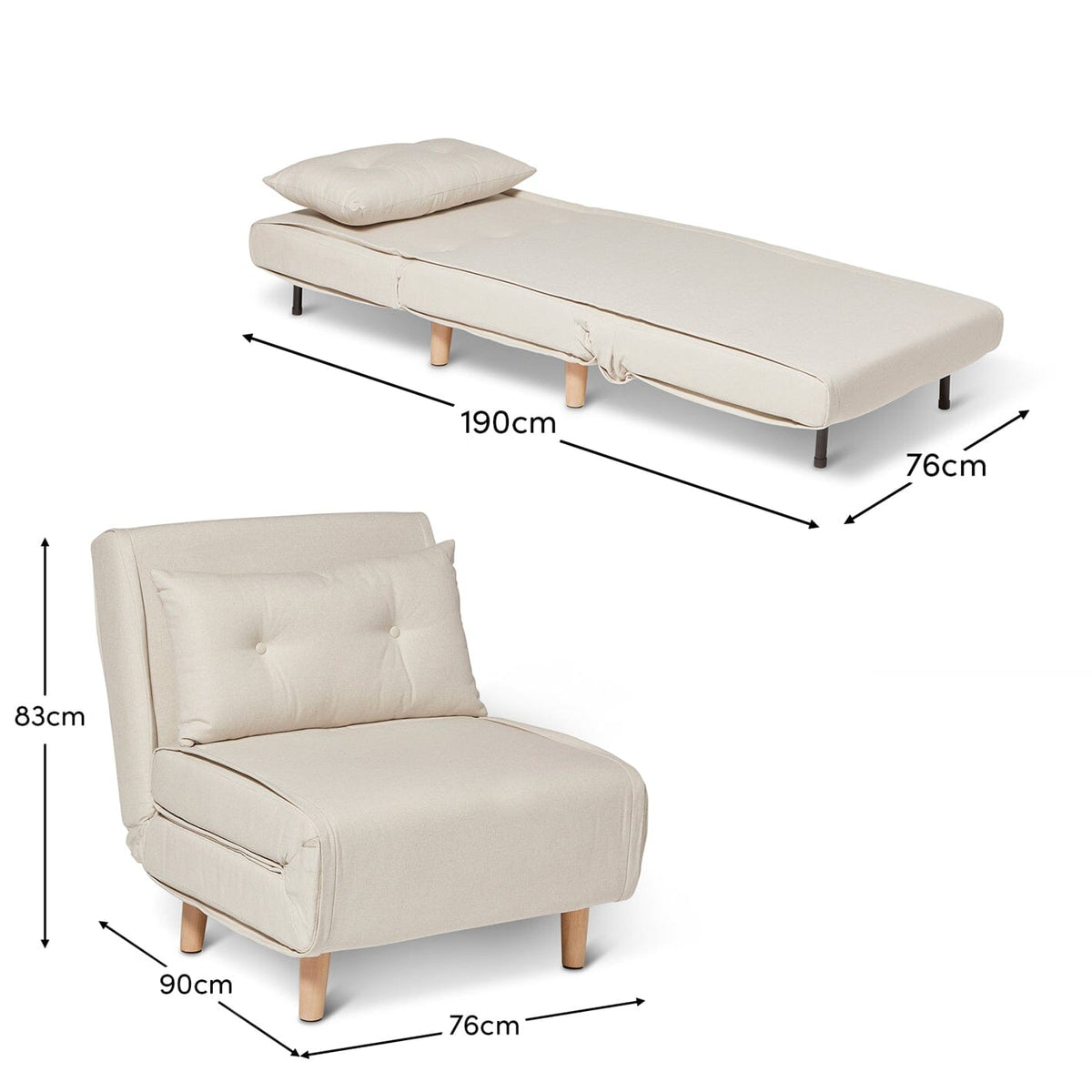 Una Single Sofa Bed - Oatmeal Linen