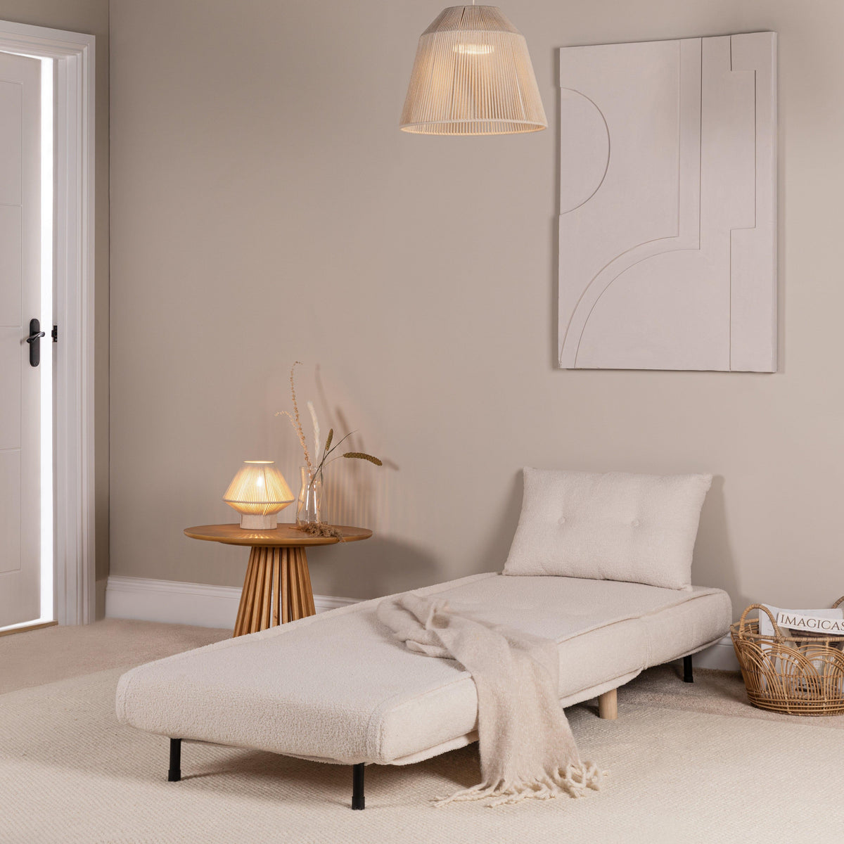 Una Single Sofa Bed - White Teddy
