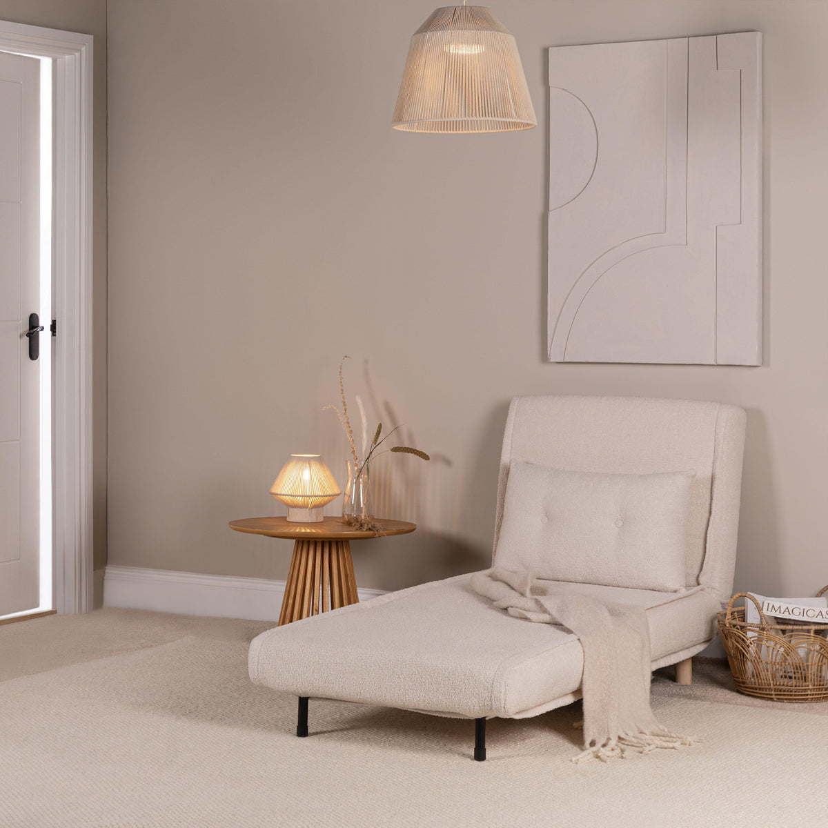 Una Single Sofa Bed - White Teddy