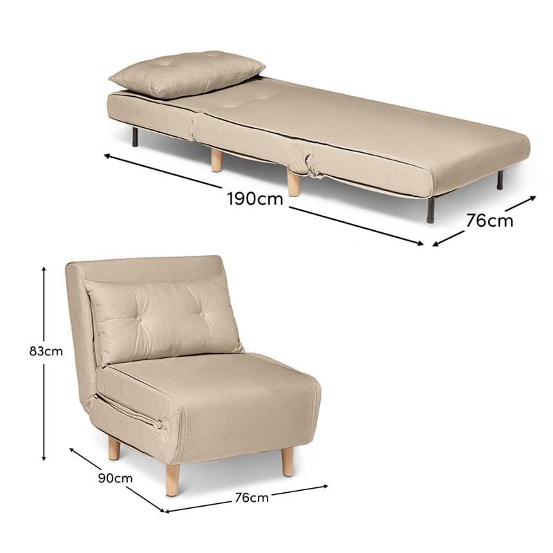 Una Single Sofa Bed - Soft Beige