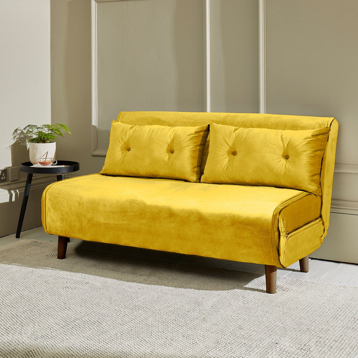 Una 2 Seater Double Sofa Bed - Yellow Velvet