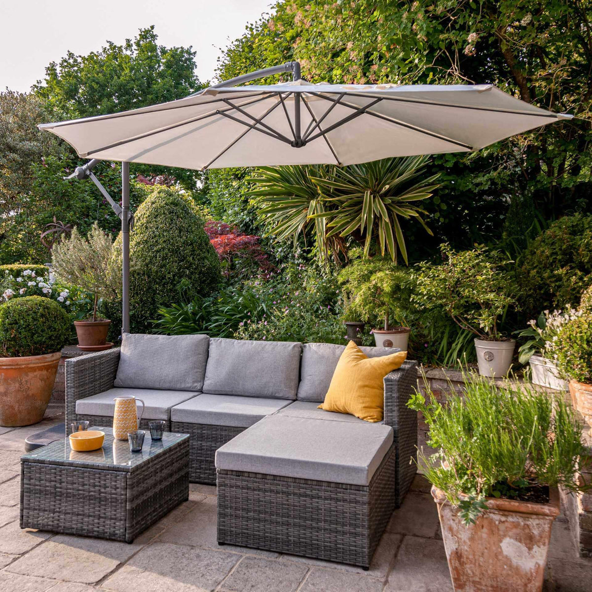 Weston 4 Seater Rattan Corner Sofa Set - Grey Weave