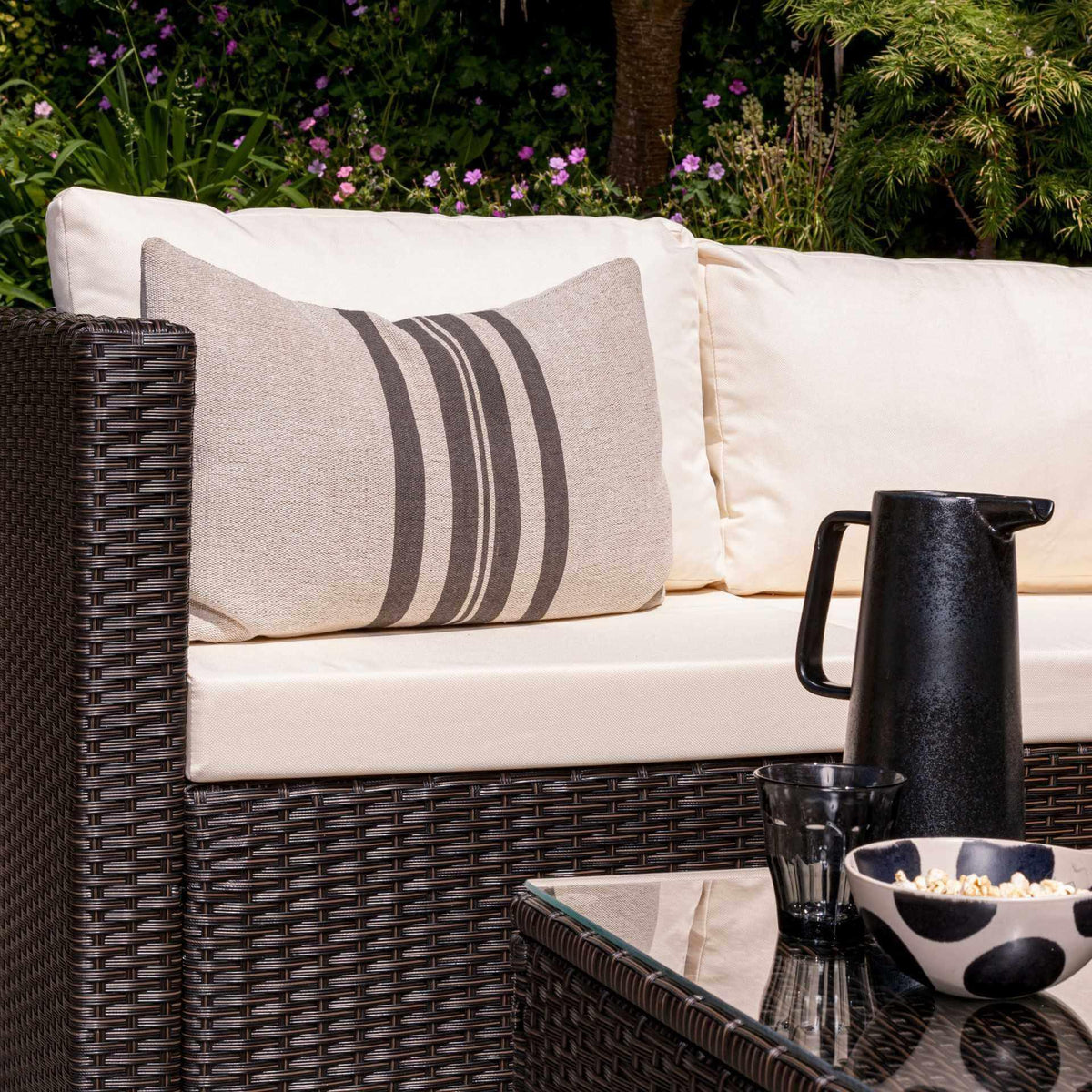 OUTLET - Weston 4 Seater Rattan Corner Sofa Set - Brown Weave