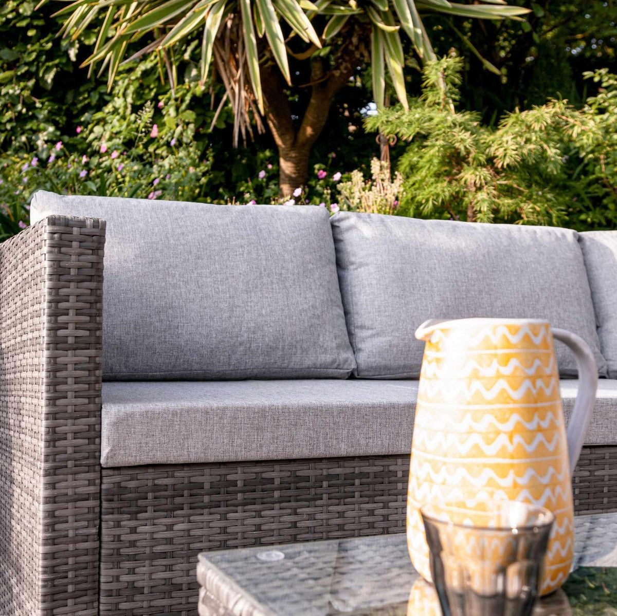 OUTLET - Weston 4 Seater Rattan Corner Sofa Set - Grey Weave
