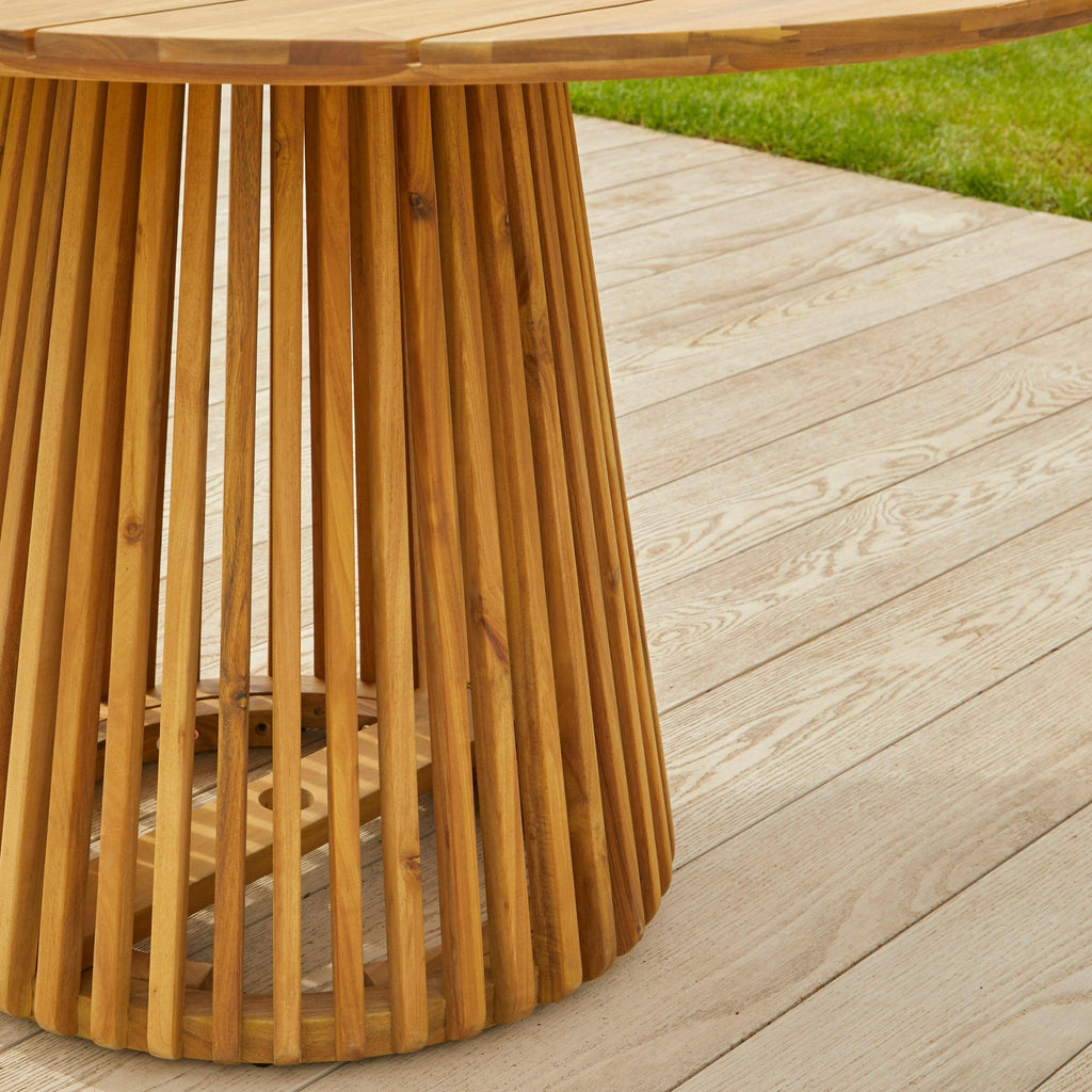 Willow 4 Seater Round Wooden Garden Dining Set - Hali Black Chairs