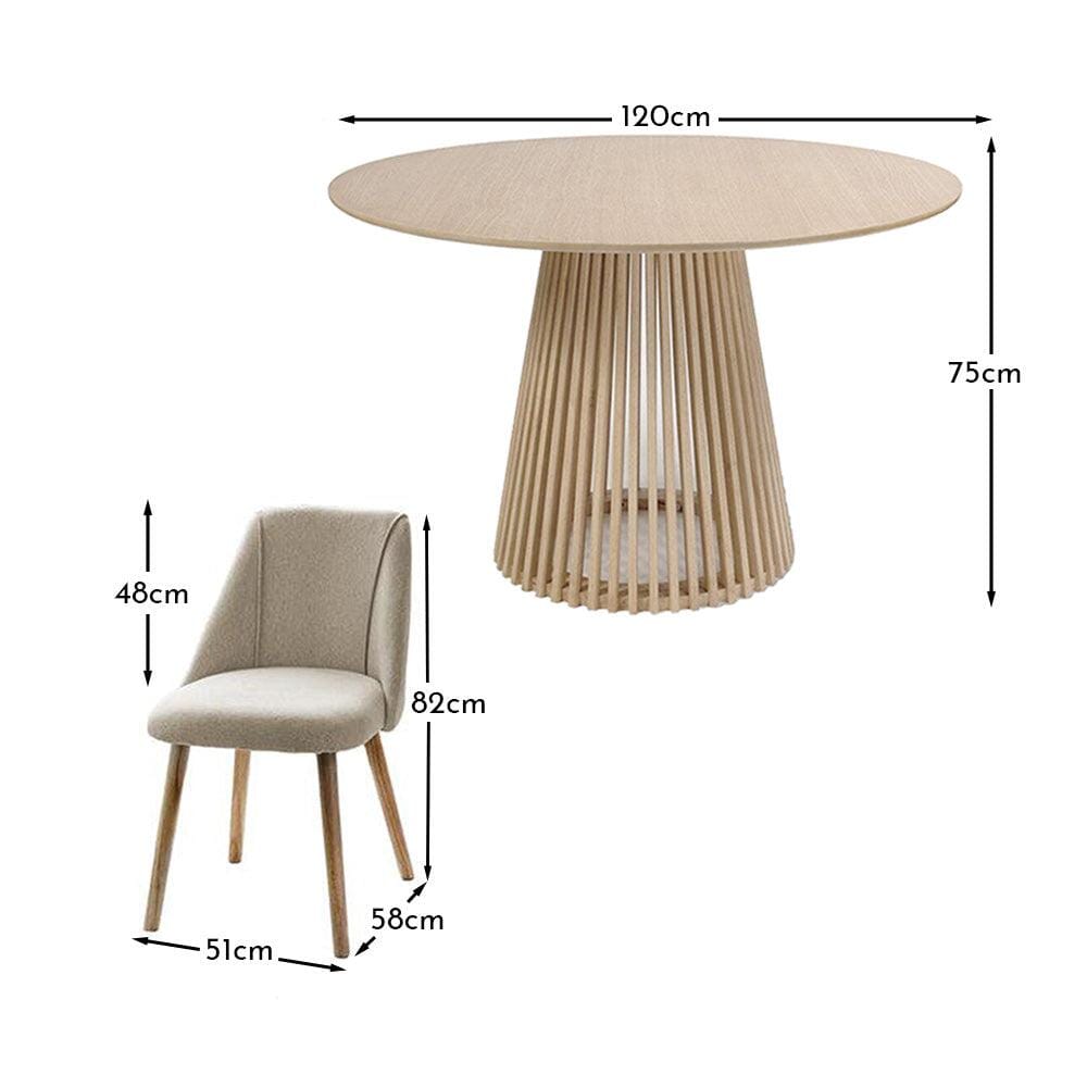 Willow Pale Oak  Dining Table Set - 4 Seater - Freya Sand Dining Chairs - Whitewash Legs