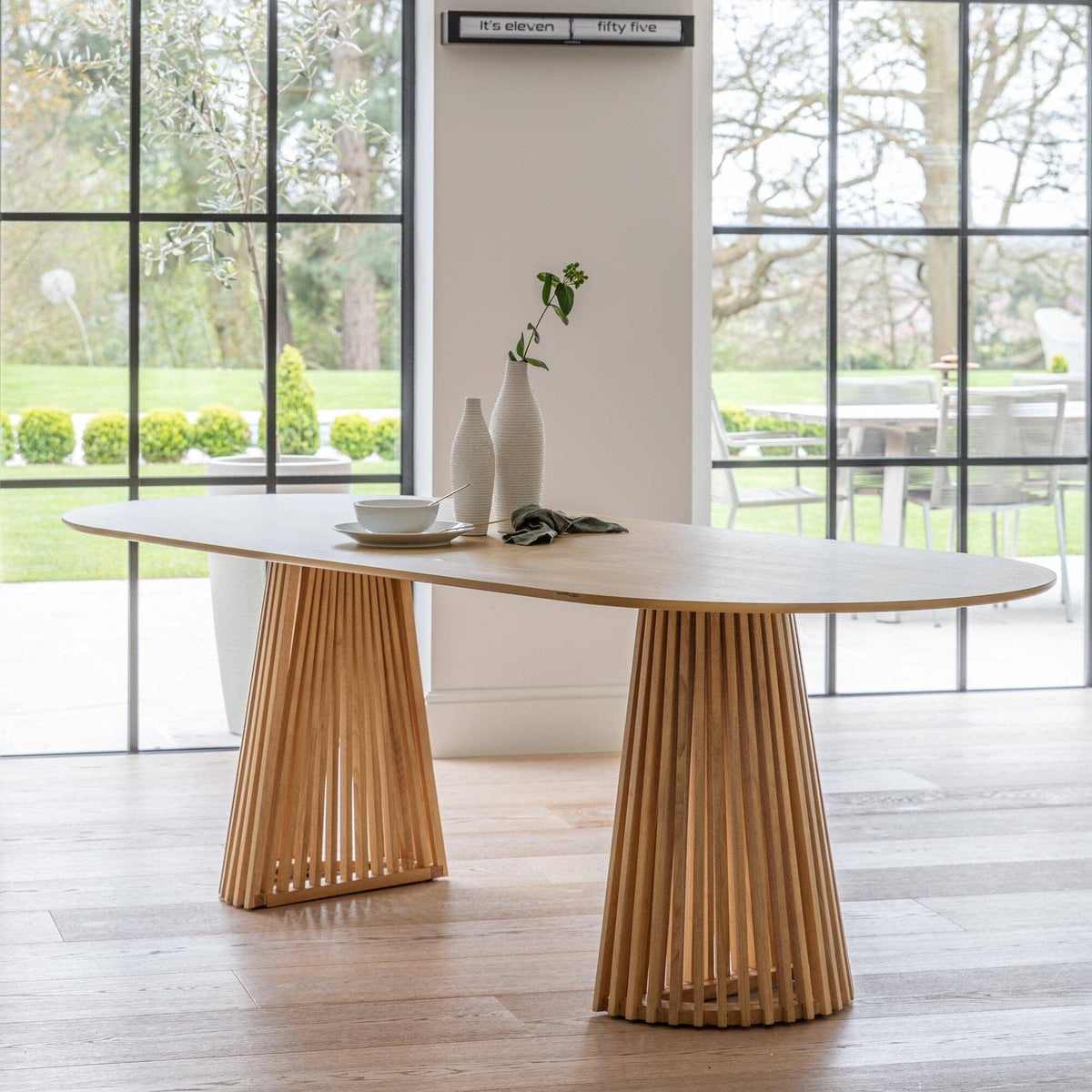 Willow Pale Oak  Dining Table Set - 8 Seater - Freya Sand Dining Chairs - Whitewash Legs