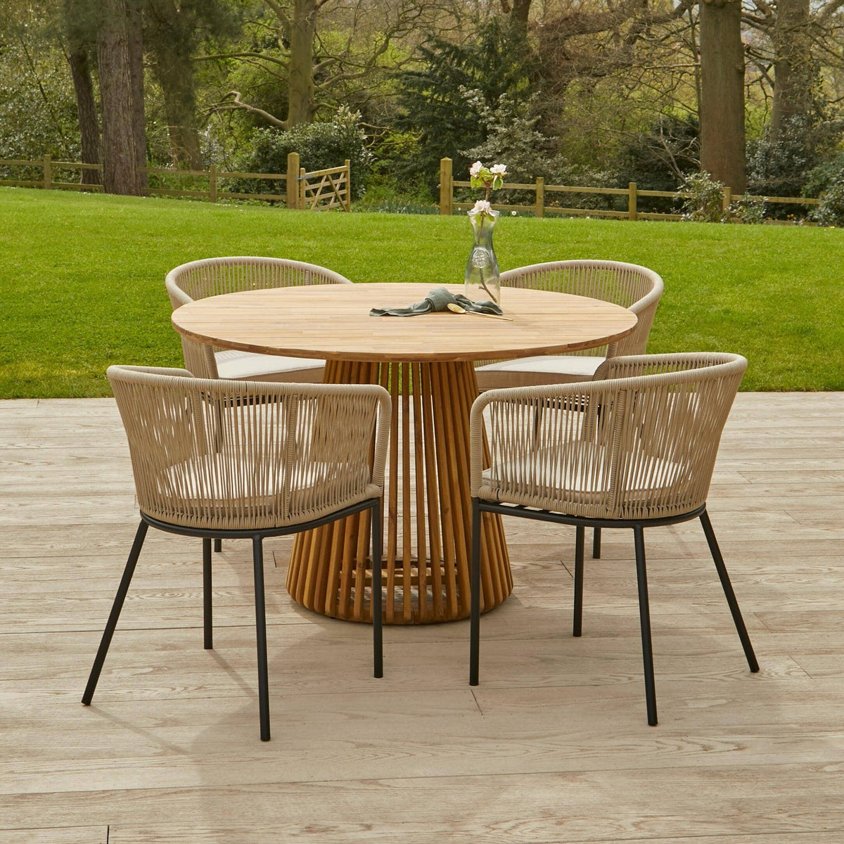 Willow Round Wooden Garden Table -  White Acacia