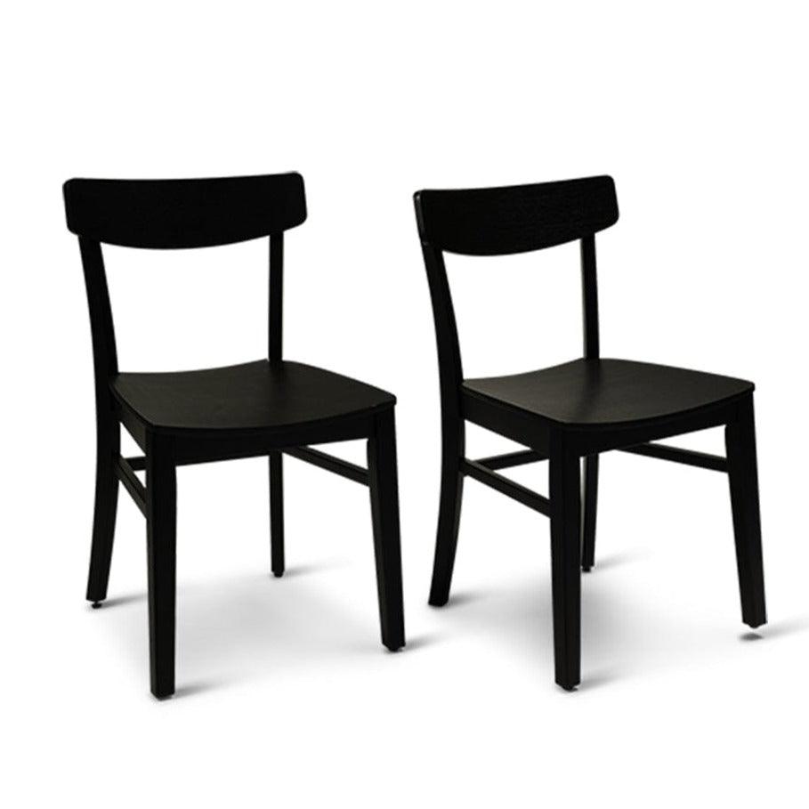 OUTLET - Willow Black Wooden Dining Chairs - Set of 2