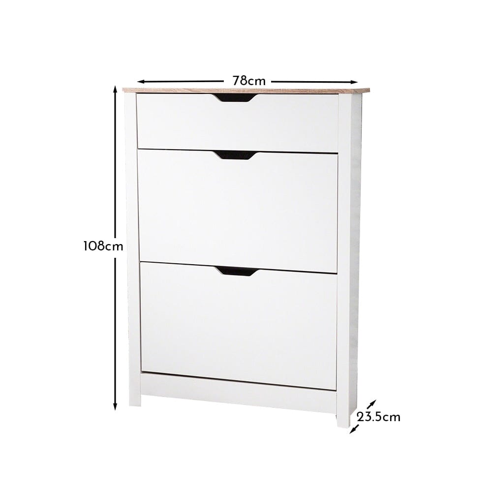 Windsor Shoe Cabinet - 3 Door - White