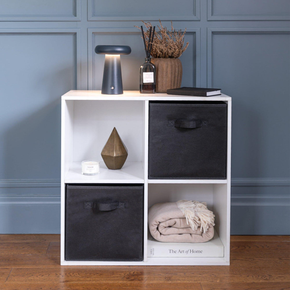 Cara Wooden 4 Cube Storage Unit - Black Baskets