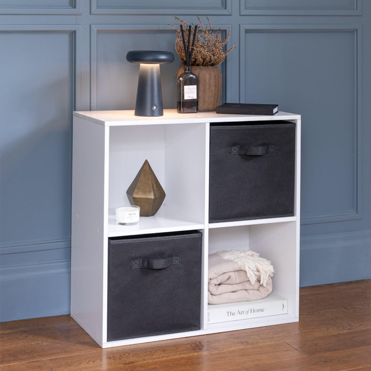 Cara Wooden 4 Cube Storage Unit - Black Baskets