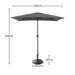 Square 2m Grey LED Premium Parasol with 25kg Parasol Base - Black Concrete - Image 3