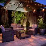 Cote 4 Seater Rattan Garden Sofa Set with Grey Lean Over Parasol - Grey Weave - Image 5