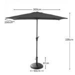 Rectangular 2x3m Grey Parasol with 25kg Parasol Base - Black Concrete - Image 3