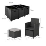 Cube 10 Seater Rattan Garden Dining Set with Cream LED Premium Parasol - Black Weave - Image 7