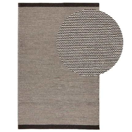 Cotham Black & Natural Striped Wool with Cotton Rug - 160 x 230cm