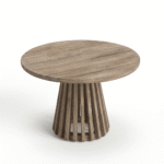 Willow Round Wooden Garden Coffee Table - Brushed Light Acacia - Image 7