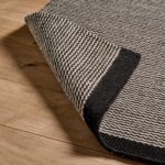Outlet - Cotham Black & Natural Striped Wool with Cotton Rug - 160 x 230cm - Image 2