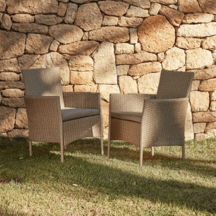 Kemble/Marston Outdoor Stackable Chair - Natural Brown - Set of 2