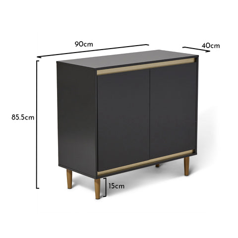 Iliana 2 Door Small Sideboard - Charcoal Grey & Gold Legs 1 Iliana Charcoal Grey 2 Door Sideboard - Laura James