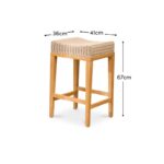 Reid Linen Grey Backless Bar Stools - Set of 2 - Whitewash Mindi Wood Legs - Image 7