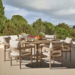 Shiro 6 Seater Wooden Garden Dining Set with 6 Imani Chairs - Whitewash