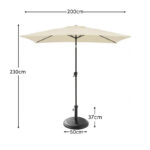 Square 2.2m Cream LED Premium Parasol with 25kg Parasol Base - Black Concrete - Image 3