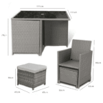 Cube 8 Seater Rattan Outdoor Dining Set with Grey LED Premium Parasol - Grey Weave - Image 11