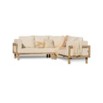 Akira 6 Seater Wooden Garden Corner Sofa with Shiro Coffee Table - Image 10