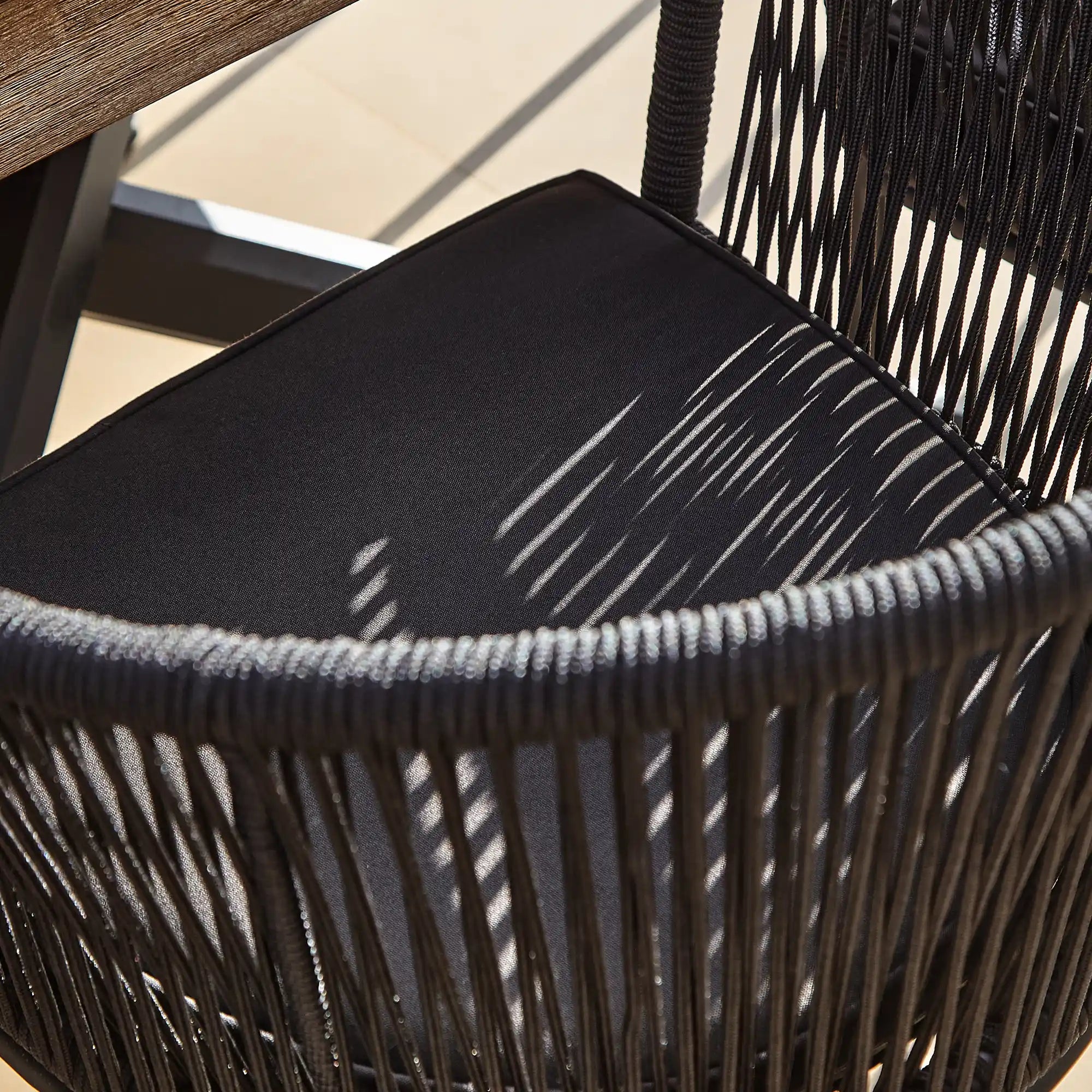 Hali 6 Seater Wooden Outdoor Dining Set with Hali Black Chairs & Grey Lean Over Parasol  - 235cm - Image 11