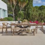 Amelia 6 Seater Wooden Garden Dining Set with 4 Shiro Cushioned Chairs & Charlotte Bench