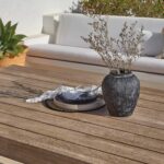Amelia 6 Seater Wooden Garden Dining Set with 4 Imani Chairs & Charlotte Bench - Light Brushed Acacia with Black Legs - Image 17