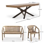 Amelia 6 Seater Wooden Garden Dining Set with 4 Shiro Chairs & Bench - Image 33