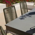 Amelia 6 Seater Dove Grey Concrete Garden Dining Set with Ryder Khaki Chairs - Image 3