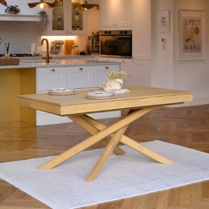 Amelia Pale Oak Wood Dining Table - Non Extendable - Pale Oak Legs