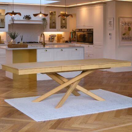 Amelia Pale Oak Wood Dining Table - Extendable